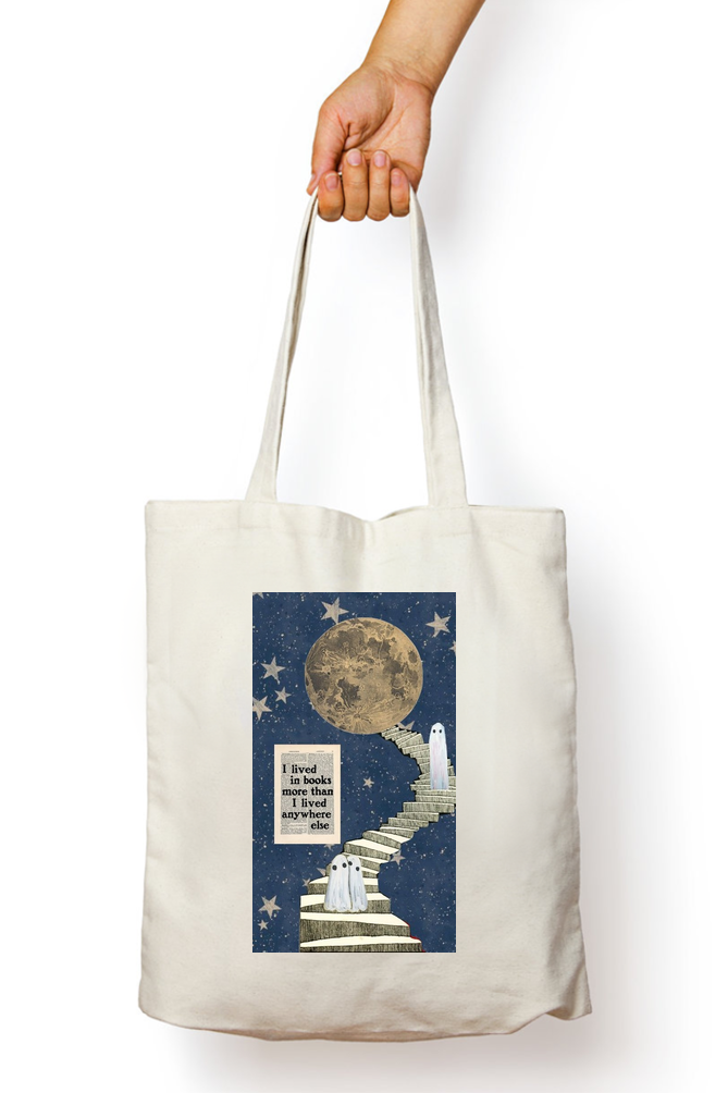 I Live in Books Abstract Tote Bag - Aesthetic Phone Cases - Culltique