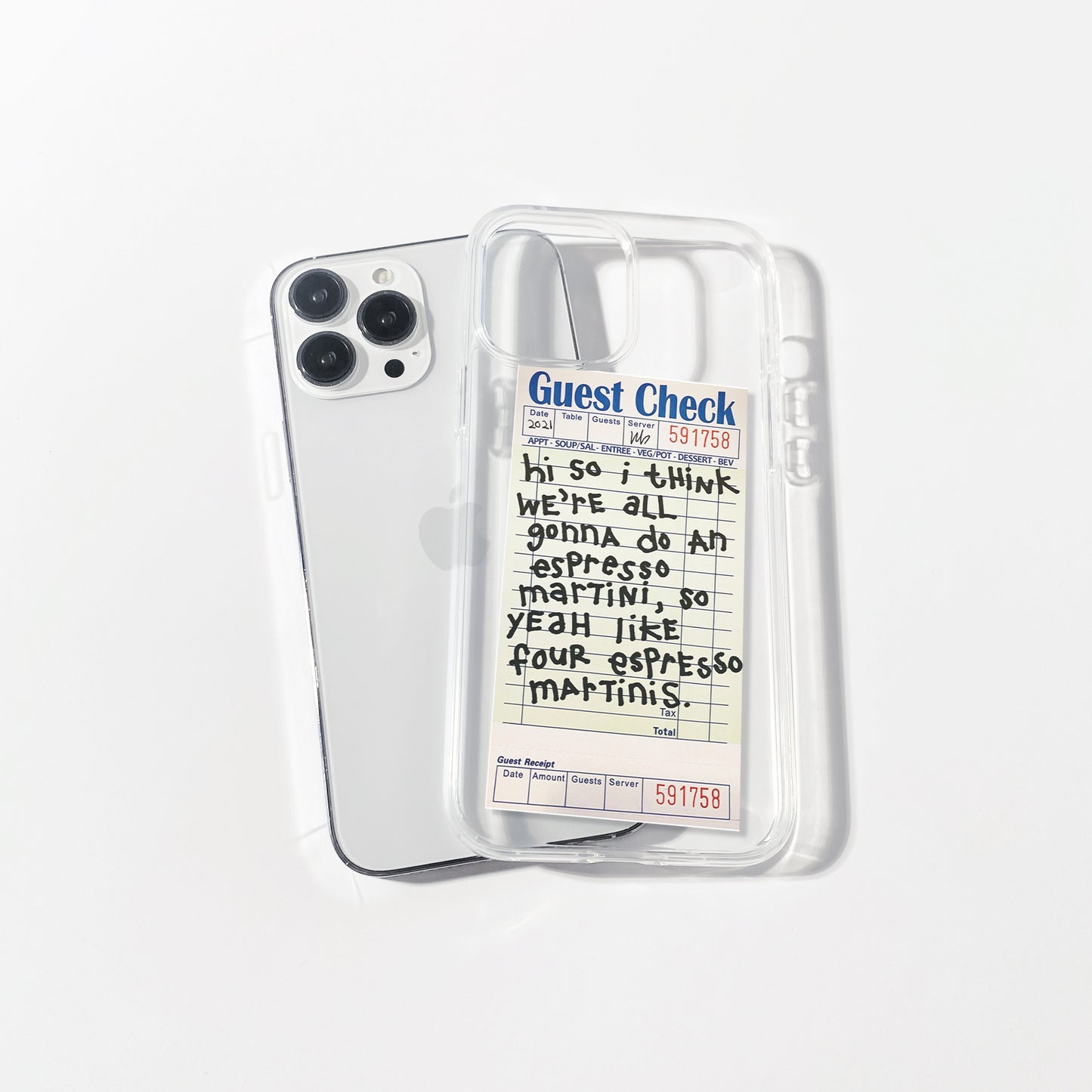 Espresso Martini Guest Check Silicone Clear Case