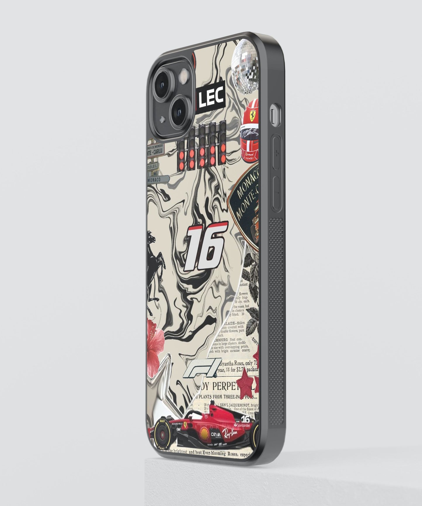 F1 Leclerc Car Glass Phone Case Cover