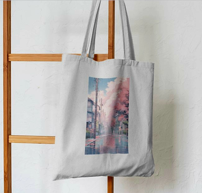 Cherry Blossom Lane Tote Bag - Aesthetic Phone Cases - Culltique