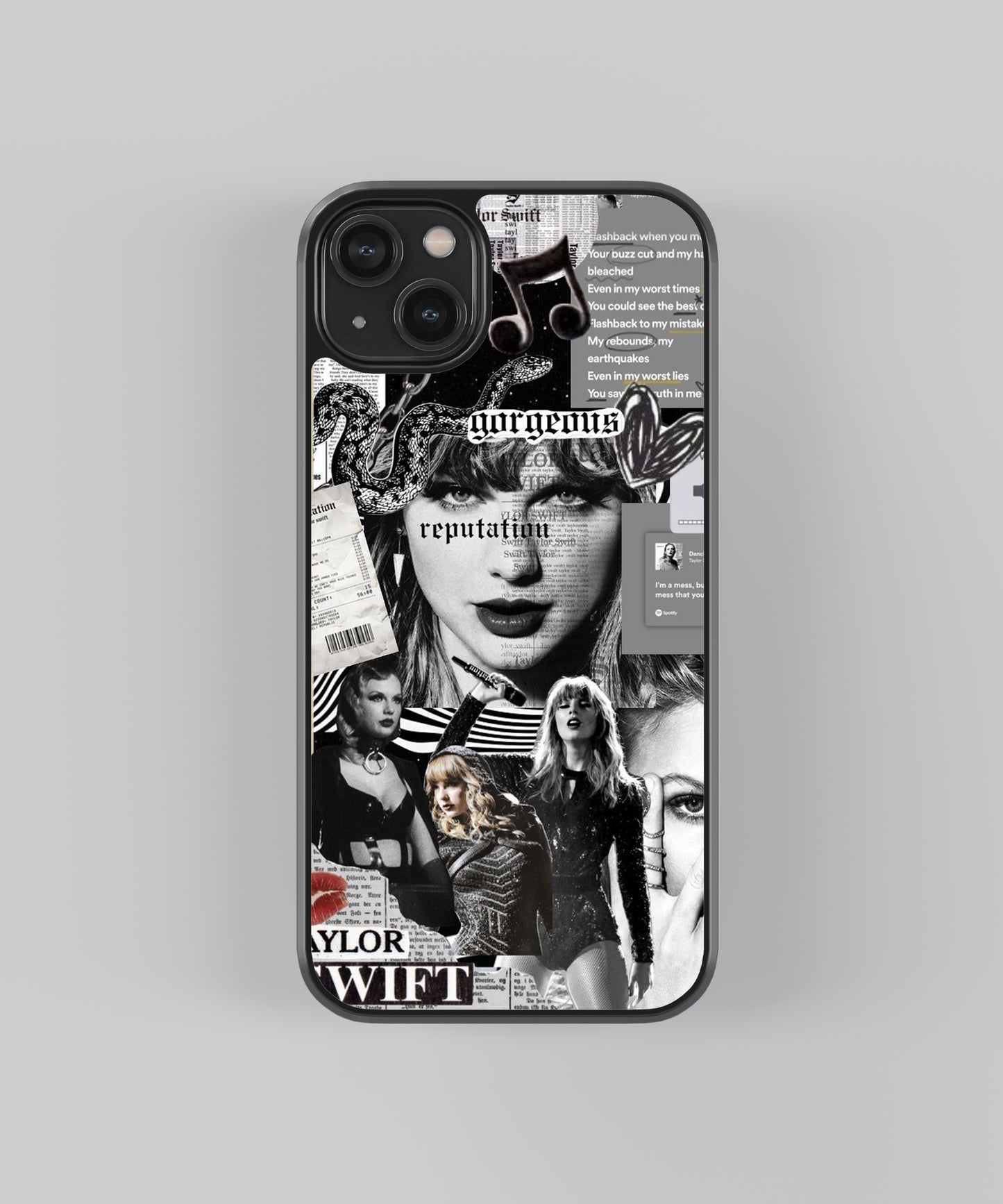 Taylor Swift Monochrome Spotify Aesthetic Glass Phone Case - Aesthetic Phone Cases - Culltique