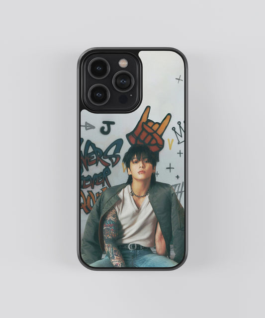 Jungkook Tattoo Graffiti K-Pop Glass Phone Case Cover - Aesthetic Phone Cases - Culltique