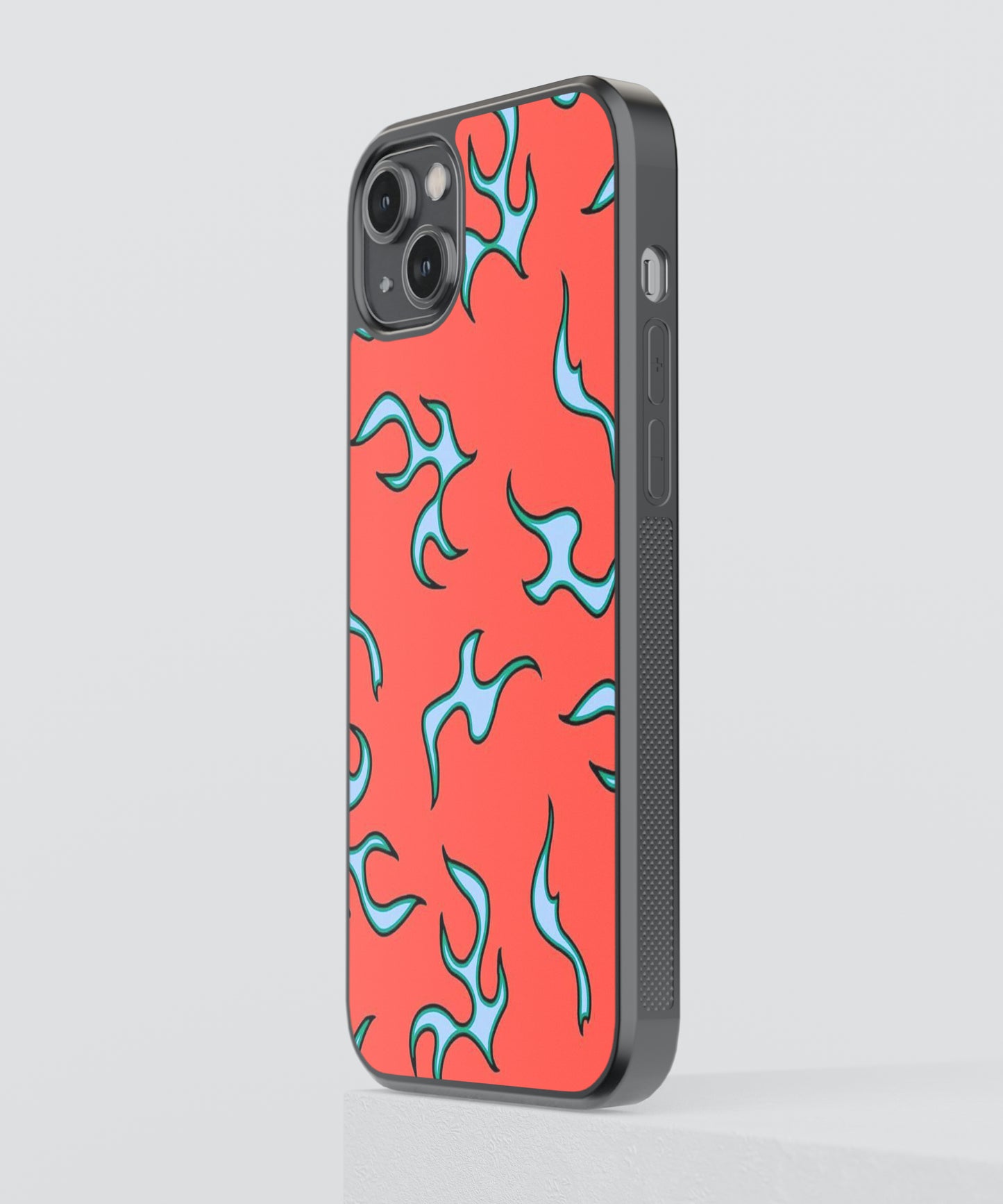 Red Flames Pattern Glass Phone Case Cover