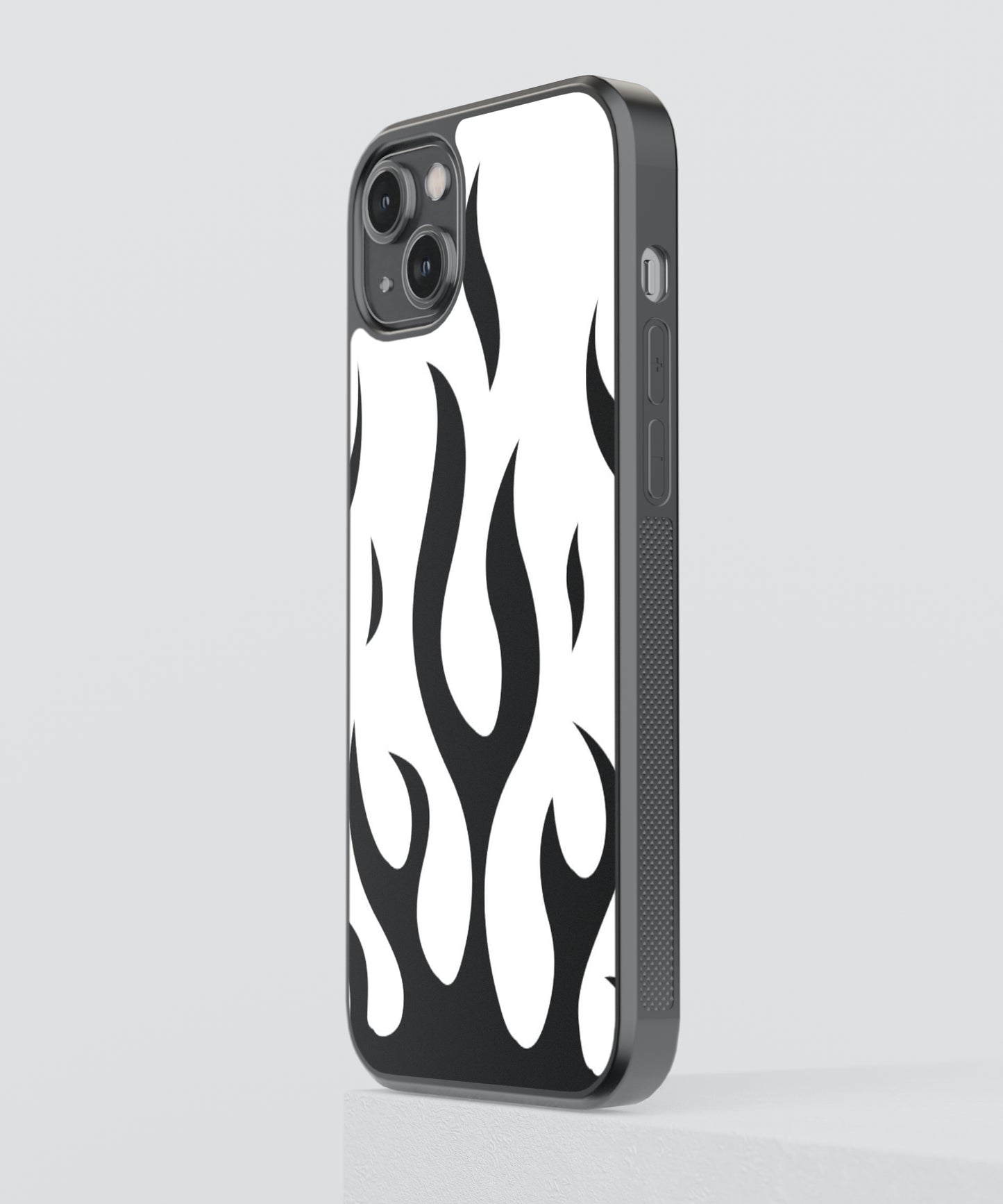 B&W Flames Abstract Glass Phone Case Cover