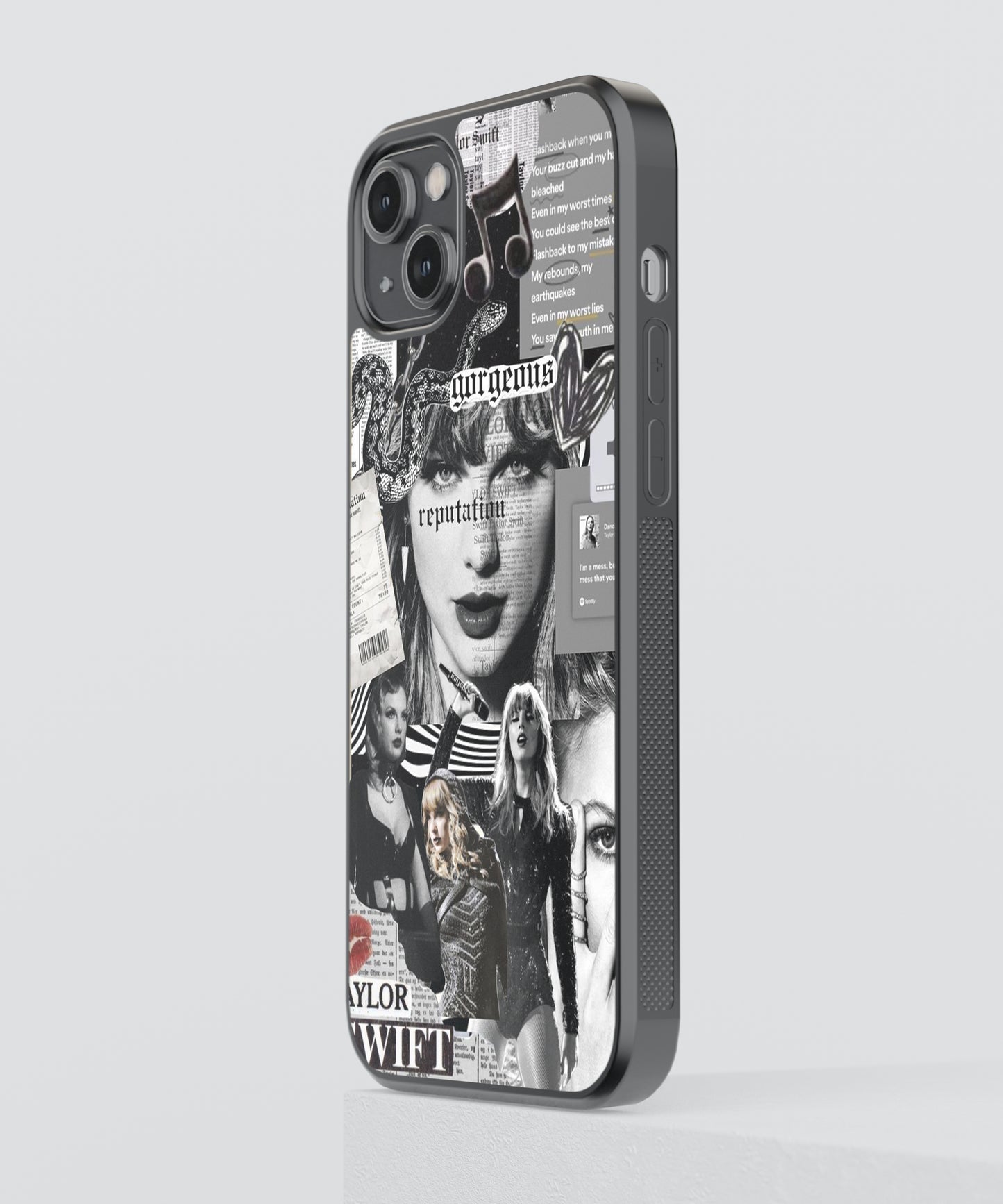 Taylor Swift Monochrome Spotify Aesthetic Glass Phone Case