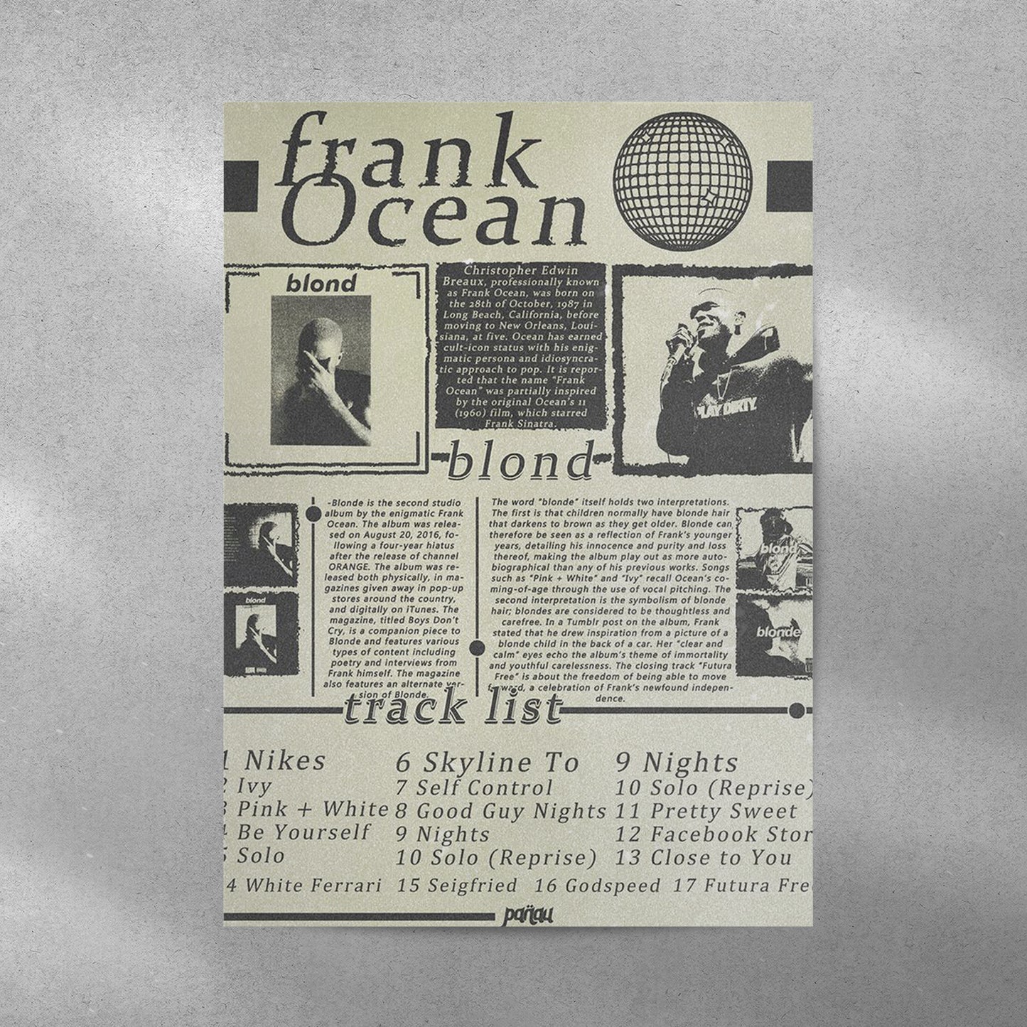Frank Ocean Blond Spotify Aesthetic Metal Poster - Aesthetic Phone Cases - Culltique