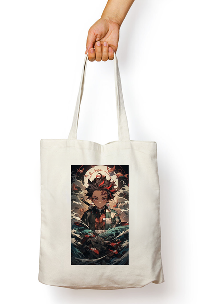 Demon Slayer Tanjiro Water Breathing Tote Bag - Aesthetic Phone Cases - Culltique