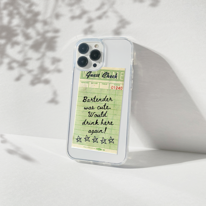 Bartender Guest Check Silicone Clear Case