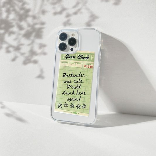 Bartender Guest Check Silicone Clear Case