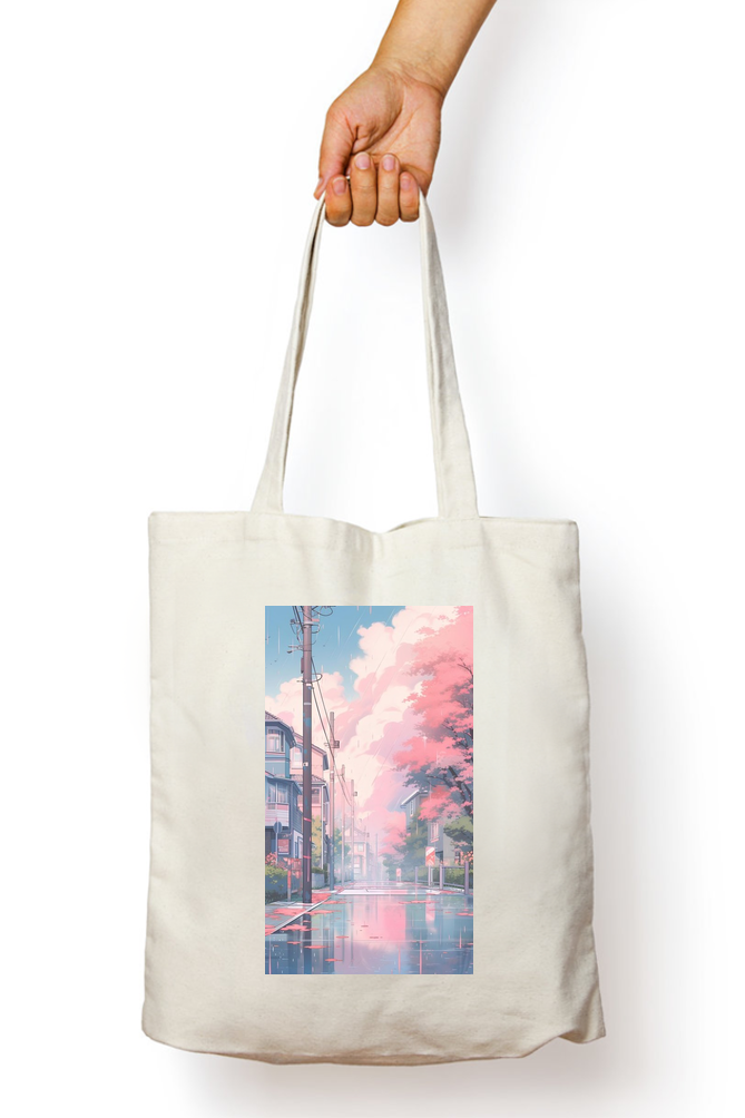 Cherry Blossom Lane Tote Bag - Aesthetic Phone Cases - Culltique