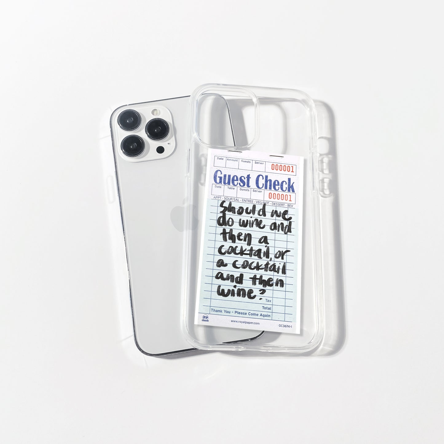 Cocktail & Wine Guest Check Art Silicone Clear Case