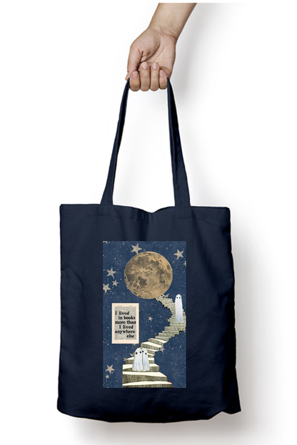 I Live in Books Abstract Tote Bag - Aesthetic Phone Cases - Culltique
