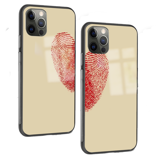 Fingerprint Heart Matching Phone Glass Cases - Aesthetic Phone Covers - Culltique
