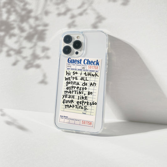 Espresso Martini Guest Check Silicone Clear Case