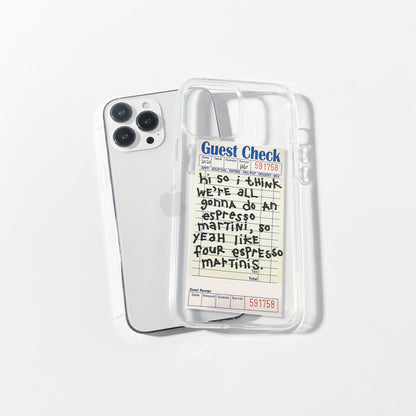 Espresso Martini Guest Check Silicone Clear Case