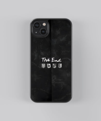 Glossy glass phone case featuring printed design artwork, shown with smooth reflective surface