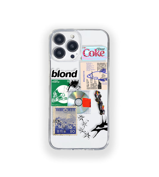 Clear silicone phone case featuring minimalist printed artwork, shown in lightweight transparent finish