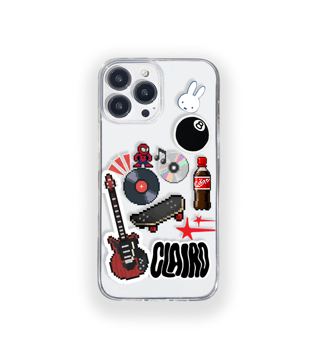 Clear silicone phone case featuring minimalist printed artwork, shown in lightweight transparent finish