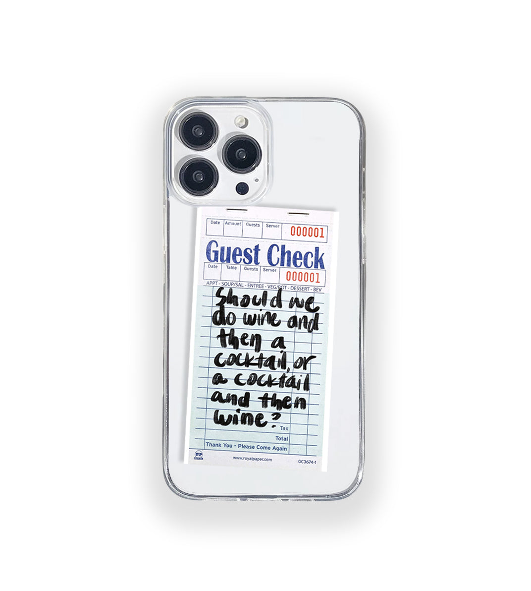 Cocktail Wine Guest Check Art Silicone Clear Case