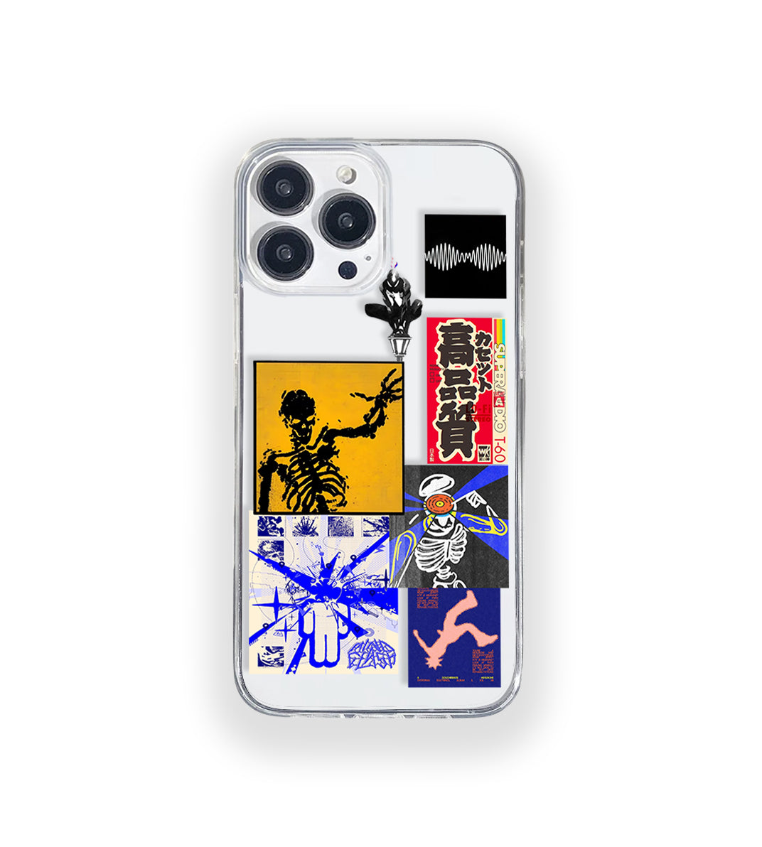 Clear silicone phone case featuring minimalist printed artwork, shown in lightweight transparent finish