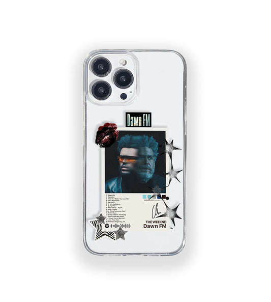 Clear silicone phone case featuring minimalist printed artwork, shown in lightweight transparent finish