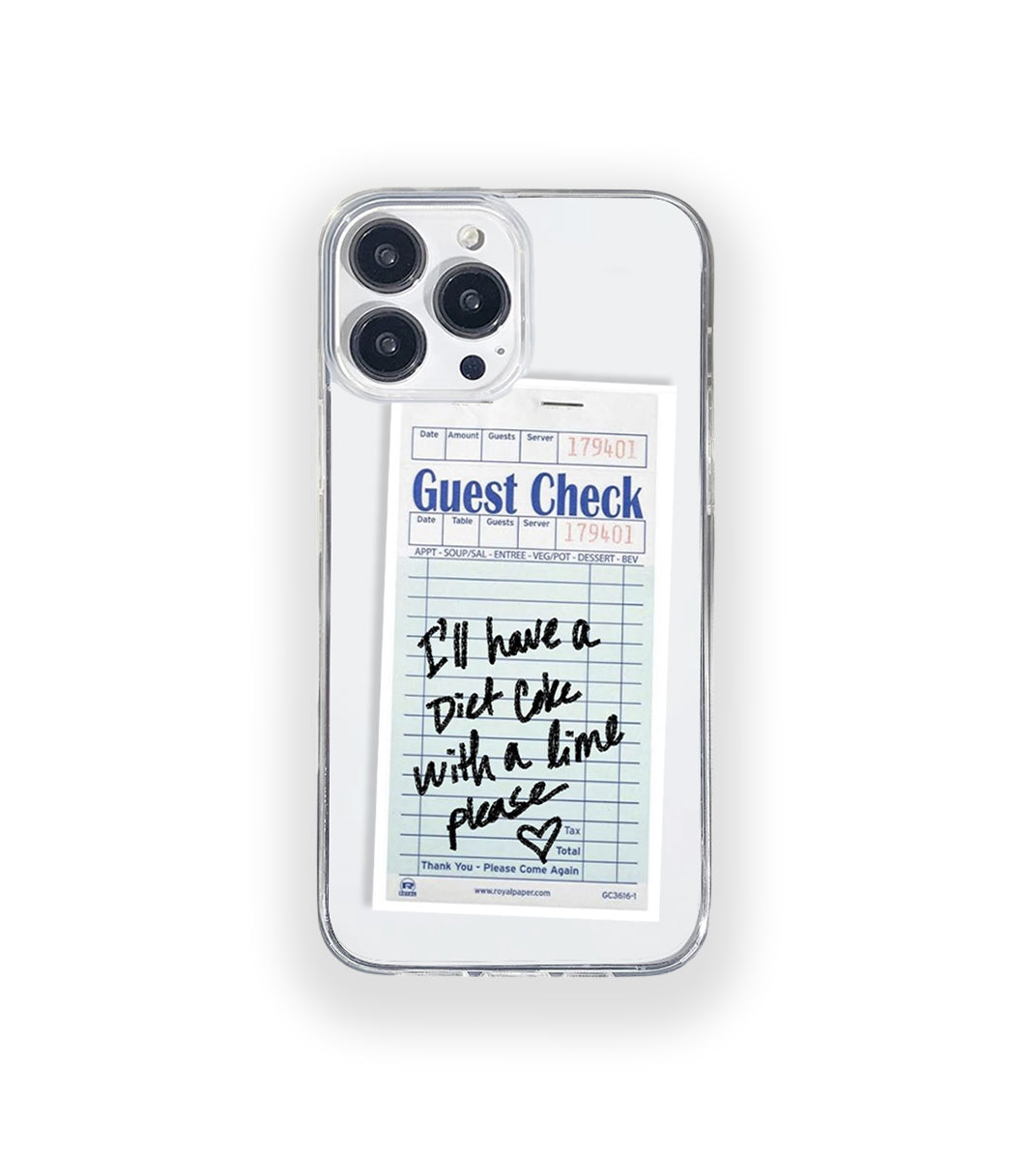 Diet Coke Guest Check Silicone Clear Case