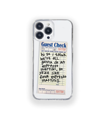 Espresso Martini Guest Check Silicone Clear Case