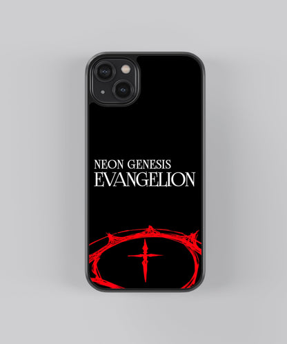 Glossy glass phone case featuring printed design artwork, shown with smooth reflective surface