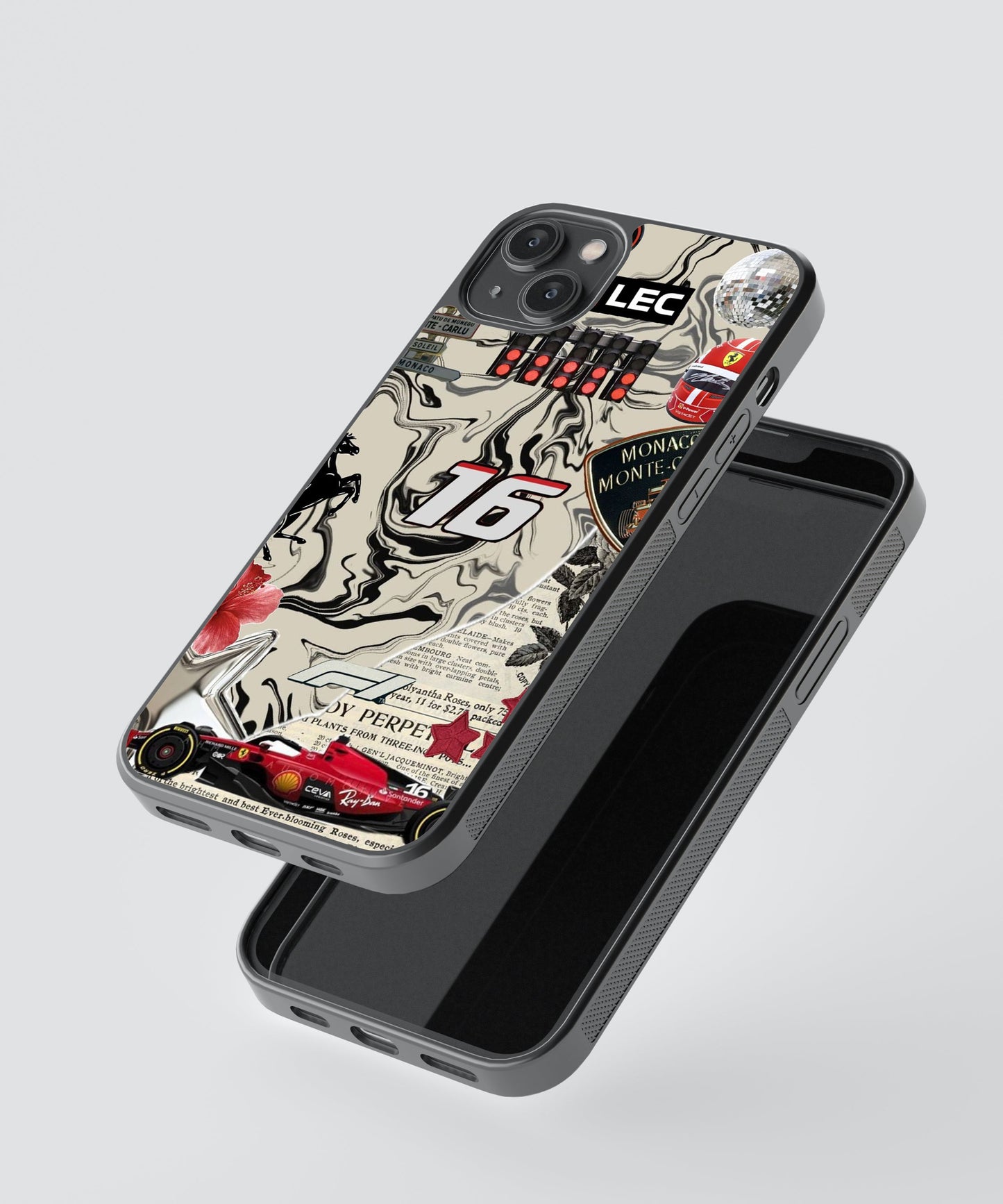F1 Leclerc Car Glass Phone Case Cover