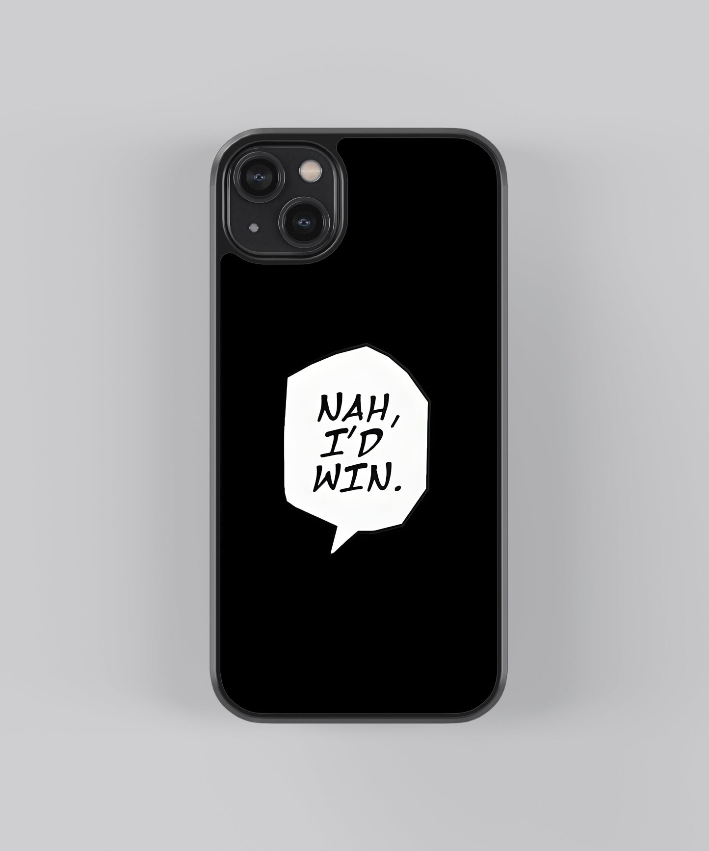 Glossy glass phone case featuring printed design artwork, shown with smooth reflective surface