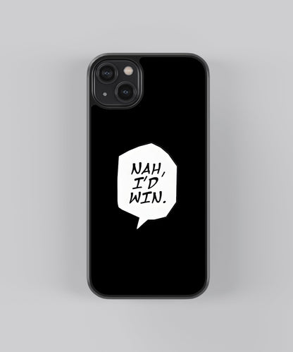 Glossy glass phone case featuring printed design artwork, shown with smooth reflective surface