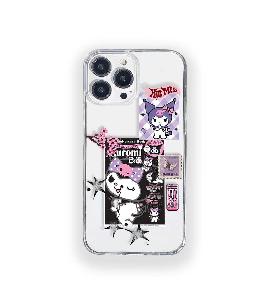 Clear silicone phone case featuring minimalist printed artwork, shown in lightweight transparent finish