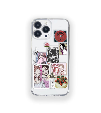 Clear silicone phone case featuring minimalist printed artwork, shown in lightweight transparent finish