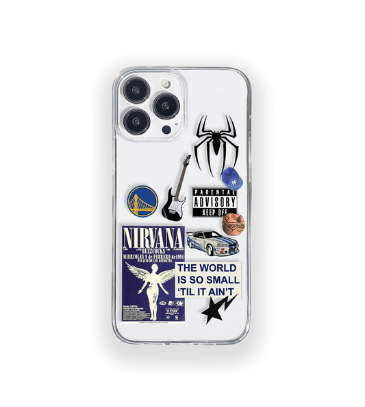 Clear silicone phone case featuring minimalist printed artwork, shown in lightweight transparent finish