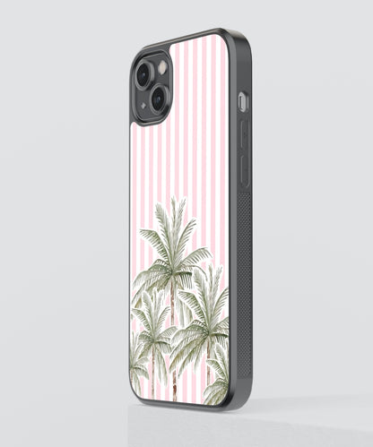 Pink Palms Beach Glass Phone Case Cover