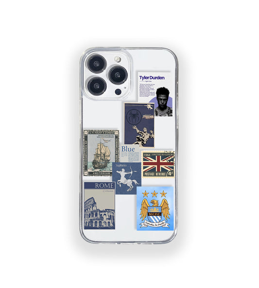 Clear silicone phone case featuring minimalist printed artwork, shown in lightweight transparent finish