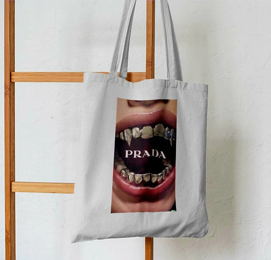 Vamp Chic Prada Fangs Tote Bag - Aesthetic Tote Bags - Habit Tote