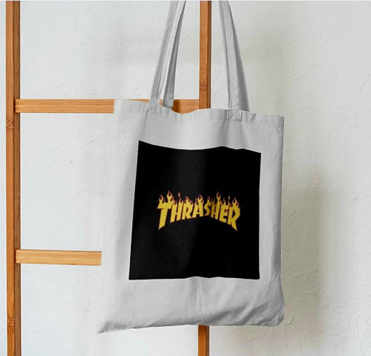 Thrasher Flames Tote Bag - Aesthetic Tote Bags - Habit Tote