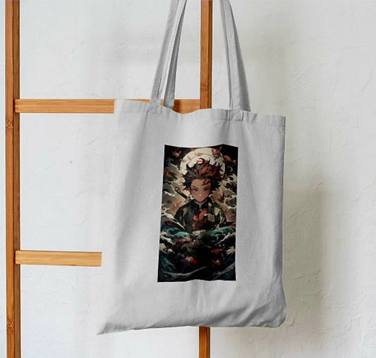 Demon Slayer Tanjiro Water Breathing Tote Bag - Aesthetic Phone Cases - Culltique