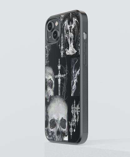 Skulls Cybersigilism Glass Phone Case Cover