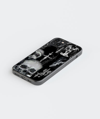 Skulls Cybersigilism Glass Phone Case Cover