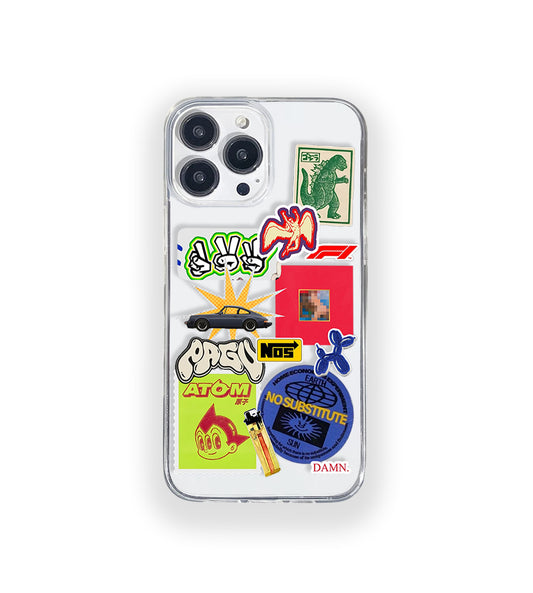 Clear silicone phone case featuring minimalist printed artwork, shown in lightweight transparent finish