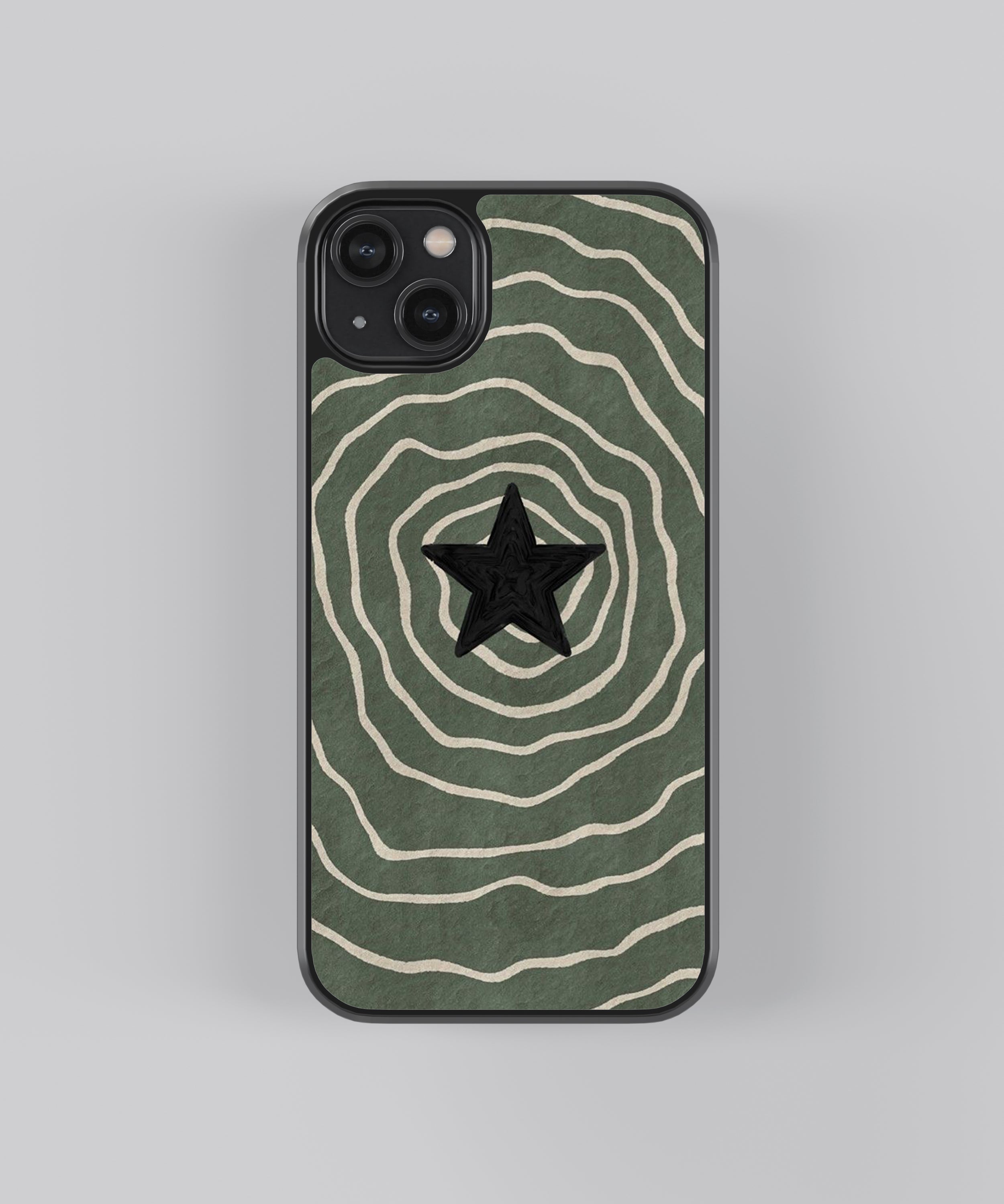 Green Star Spiral Abstract Glass Phone Case Cover - Aesthetic Phone Cases - Culltique