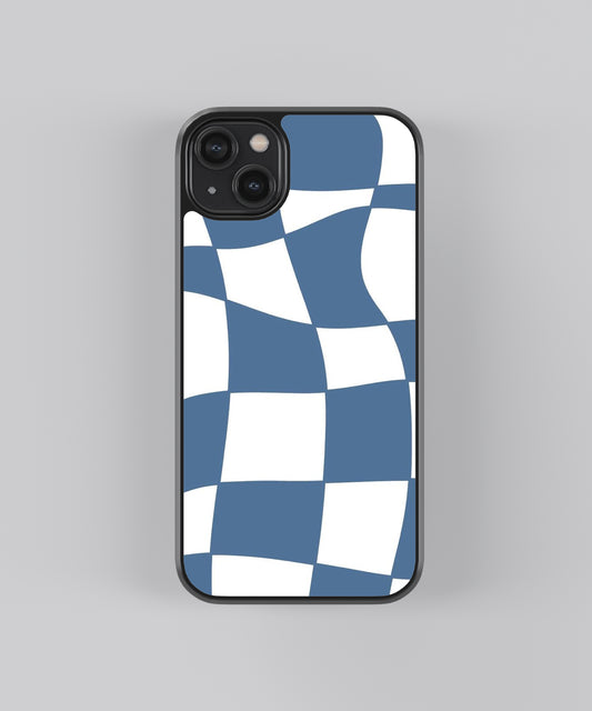 Blue Checkers Y2K Glass Phone Case Cover - Aesthetic Phone Cases - Culltique