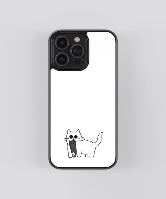 Gojo Cat Anime Glass Phone Case Cover - Aesthetic Phone Cases - Culltique