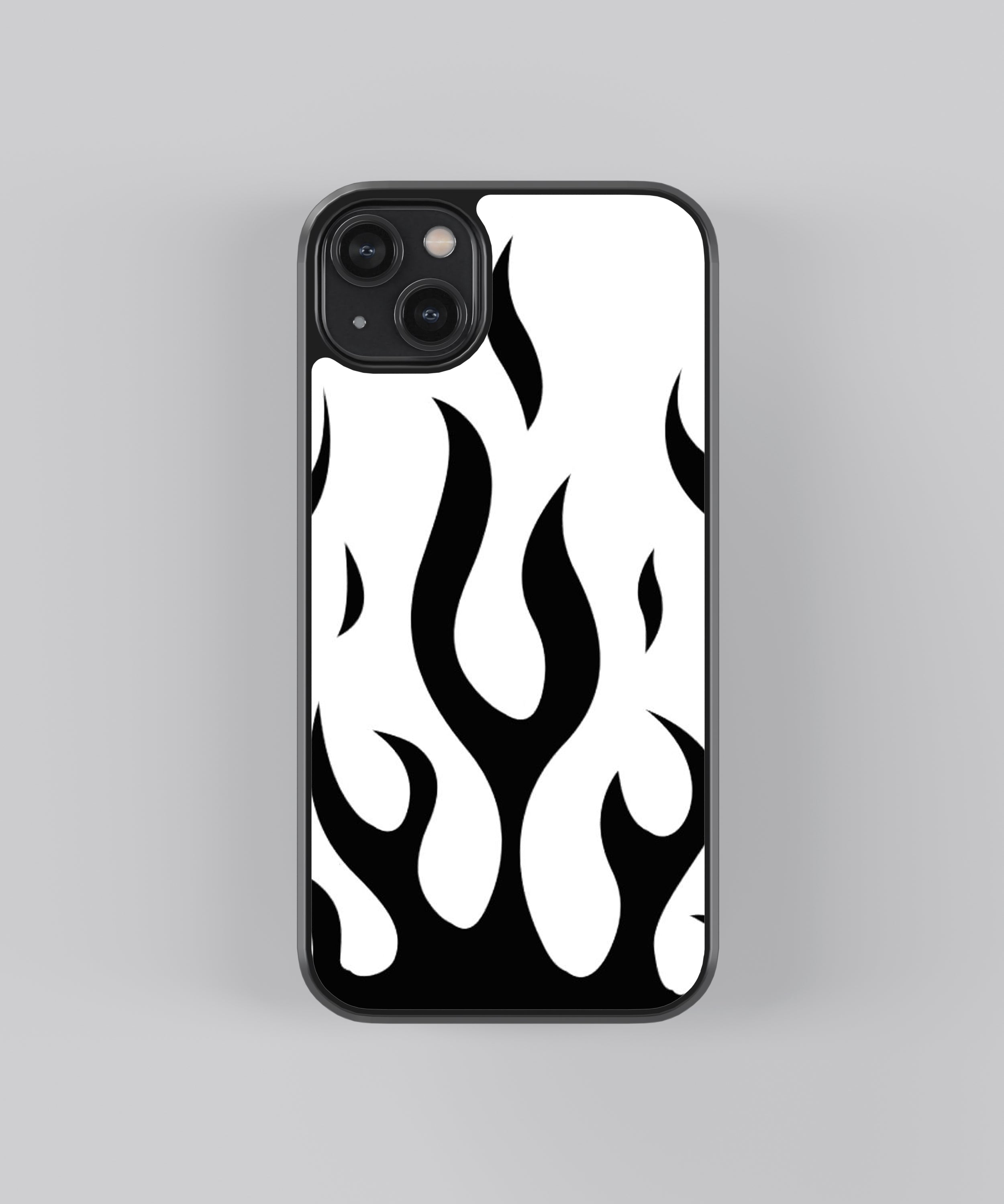 B&W Flames Abstract Glass Phone Case Cover - Aesthetic Phone Cases - Culltique