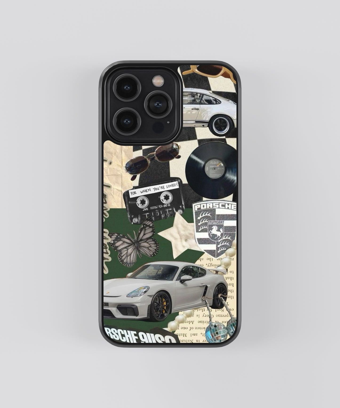 Porsche Vintage Glass Phone Case Cover - Aesthetic Phone Cases - Culltique