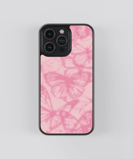 Butterflies Pink Abstract Glass Phone Case Cover - Aesthetic Phone Cases - Culltique