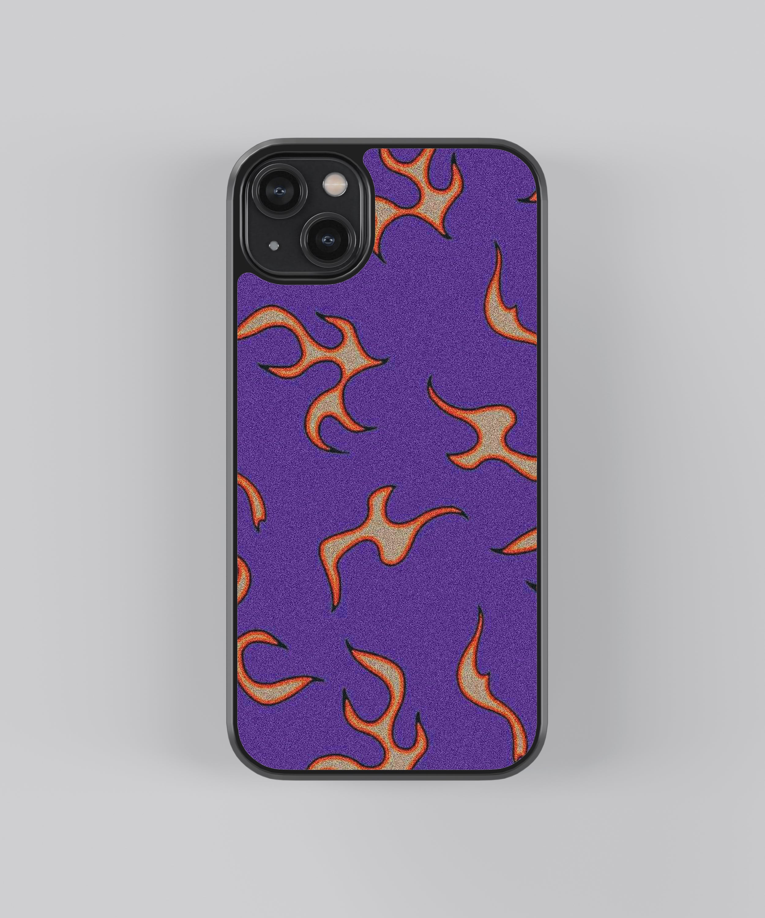 Purple Flames Pattern Abstract Glass Phone Case Cover - Aesthetic Phone Cases - Culltique