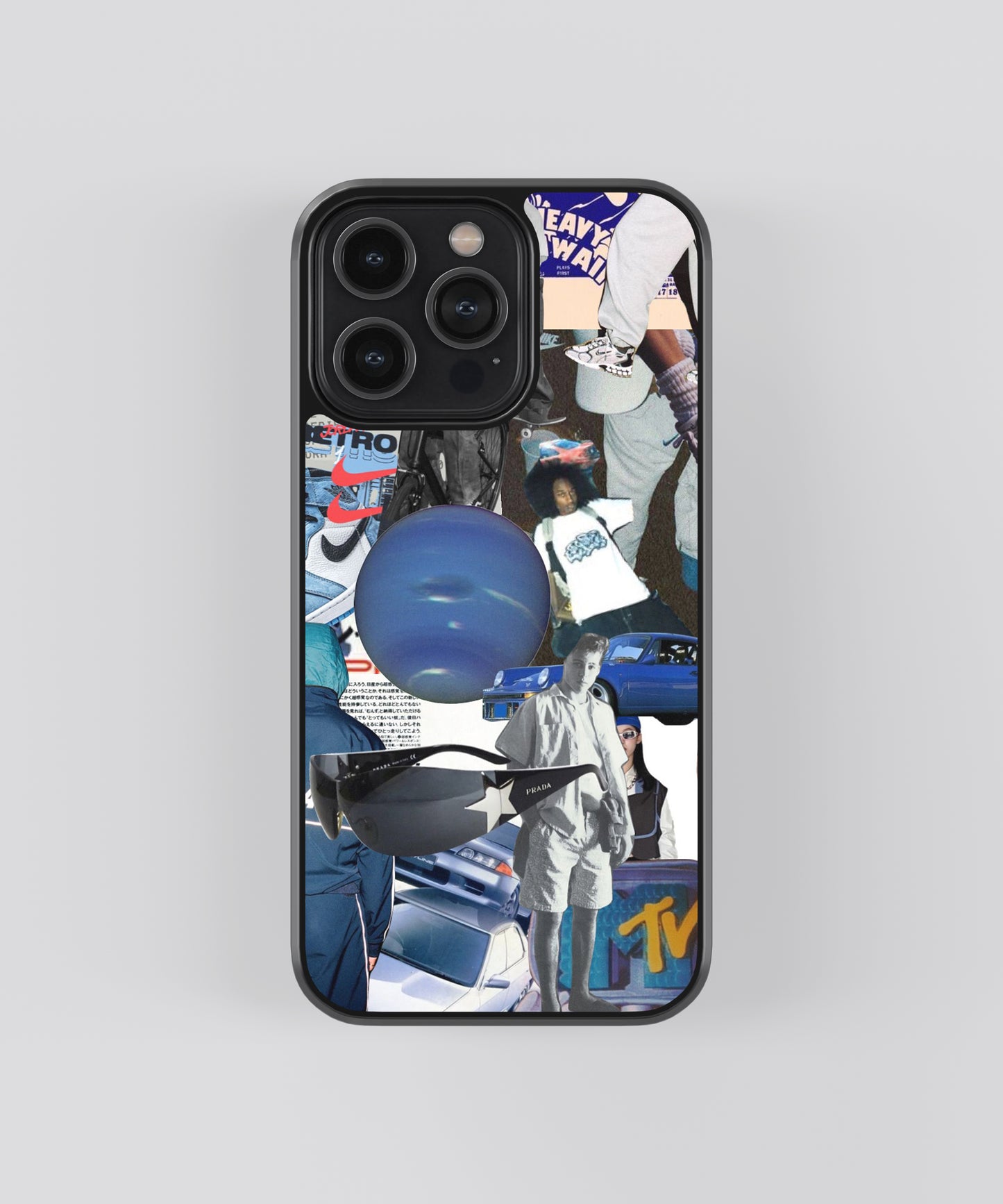 Retro Blue Y2K Glass Phone Case Cover - Aesthetic Phone Cases - Culltique